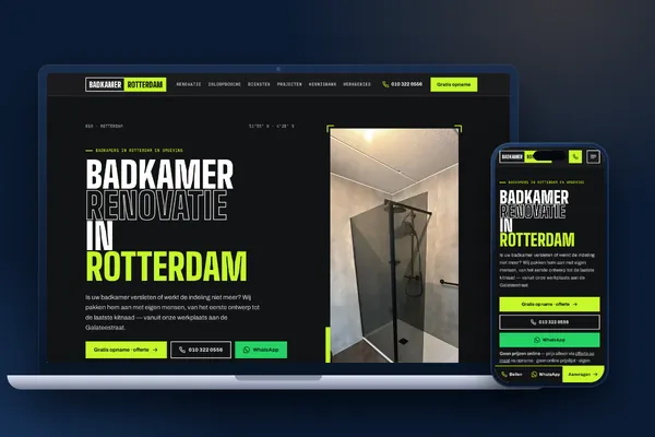 Schermafbeelding van de website van Badkamer Rotterdam