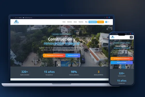 Schermafbeelding van de website van DAM TECHO