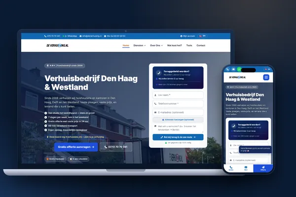 Schermafbeelding van de website van De Verhuizing