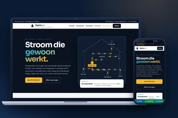 Schermafbeelding van de website van Hydrovolt