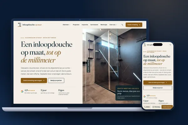 Schermafbeelding van de website van Inloopdouche op maat