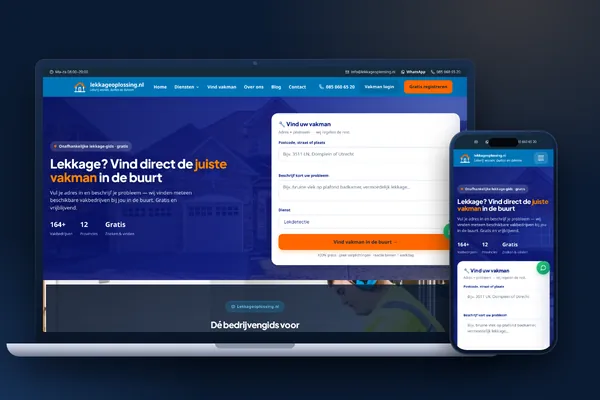 Schermafbeelding van de website van Lekkageoplossing.nl