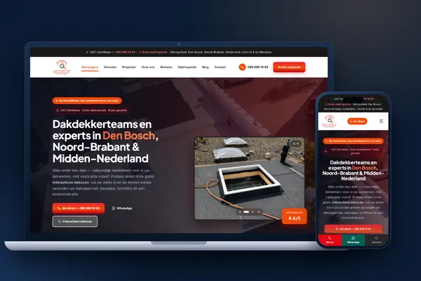 Website van Martis Dakonderhoud op laptop en telefoon