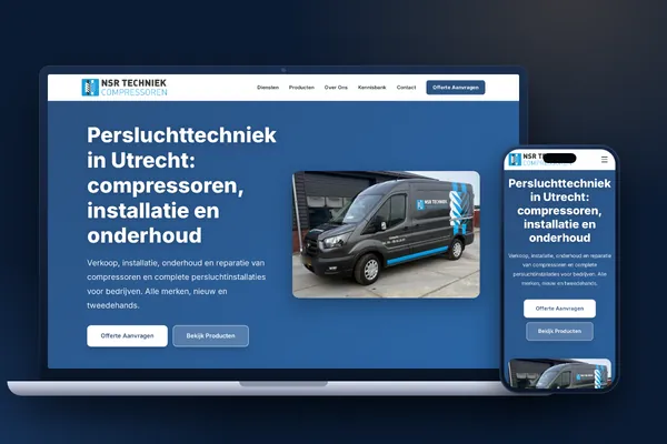 Schermafbeelding van de website van NSR Persluchttechniek