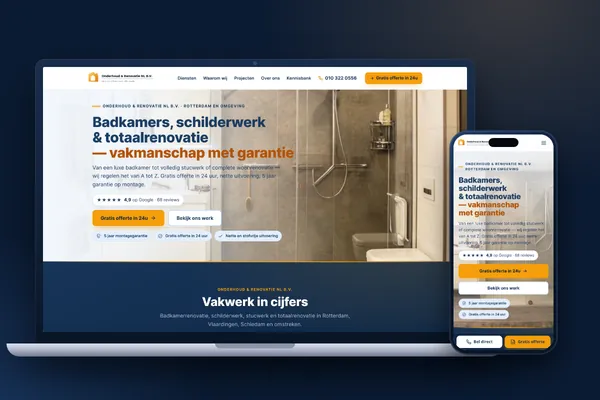 Schermafbeelding van de website van Onderhoud & Renovatie NL