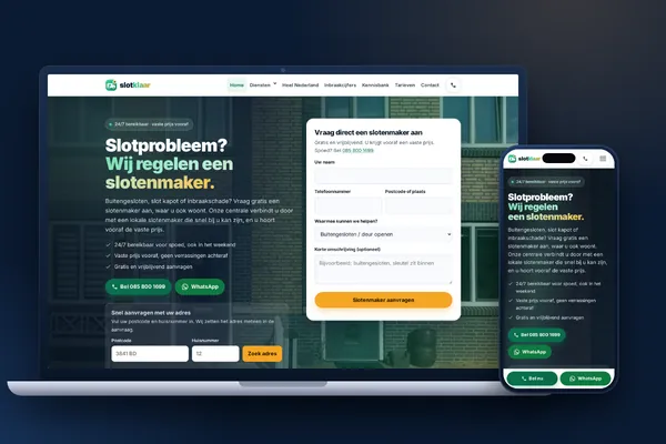 Schermafbeelding van de website van Slotklaar