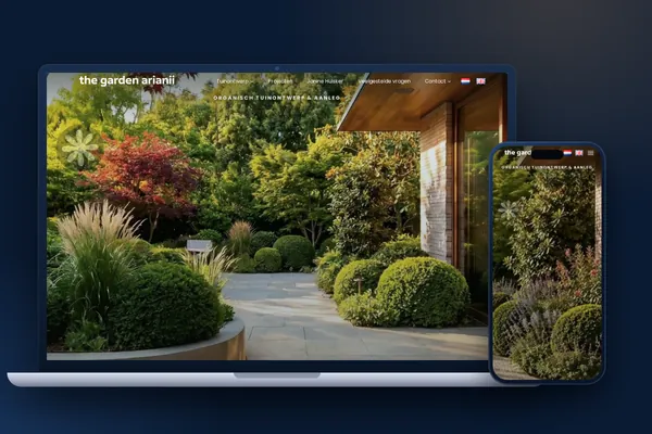 Schermafbeelding van de website van The Garden arianii