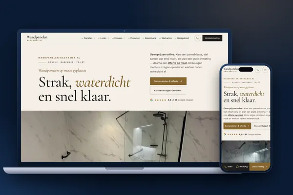Schermafbeelding van de website van Wandpanelen Badkamer